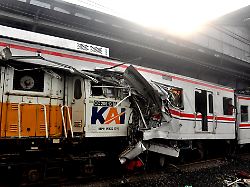 joint officers evacuate victims from the krl carriage following an accident involving the krl commuter line and the argo bromo train at east bekasi station west java indonesia on april 28 2026