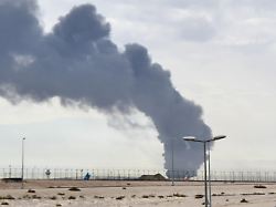 kuwait city kuwait march 25 smoke rises after iranian sourced unmanned aerial vehicle uav carried out an attack on a fuel depot at kuwait international airport in kuwait city kuwait on march 25 2026