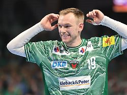 mathias gidsel jubelt freude emotion jubel sport handball hbl bundesliga herren 29 spieltag saison 2025 2026 23 04 1