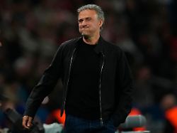 psg s head coach luis enrique grimaces during the champions league semifinal first leg soccer match between paris saint germain and bayern munich in paris tuesday april 28 2026