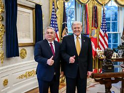 president donald trump and hungarian prime minister viktor orban pose for a photo in the oval office friday november 7 2025