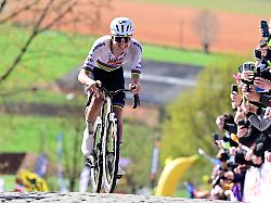 ronde van vlaanderen 2026 cycling race oudenaarde belgium april 05 pogacar tadej slo of uae team emirates xrg on the paterberg climb during the 110th edition of ronde van vlaanderen an uci world tour 1