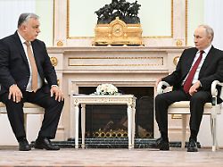 russian president vladimir putin right and hungarian prime minister viktor orban left during talks in the kremlin