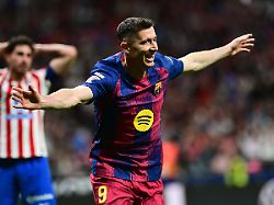 soccer football laliga atletico madrid v fc barcelona riyadh air metropolitano madrid spain april 4 2026 fc barcelona s robert lewandowski celebrates scoring their second goal reuters juan barbosa