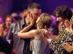 taylor swift and travis kelce at the 2026 iheartradio music awards held at dolby theatre on march 26 2026 in los angeles california
