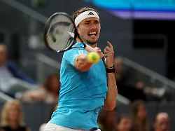 tennis madrid open park manzanares madrid spain april 29 2026 germany s alexander zverev in action during his round of 16 match against czech republic s jakub mensik reuters violeta santos moura
