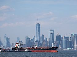 the mtm rotterdam a chemical and oil tanker sits anchored in new york harbor in new york city u s april 14 2026