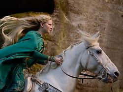 this image released by prime video shows morfydd clark in a scene from the lord of the rings the rings of power