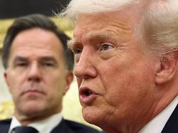 u s president donald trump speaks as he meets with secretary general of the north atlantic treaty organization nato mark rutte in the oval office of the white house in washington d c u s october 22 2025