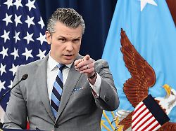 u s secretary of defense pete hegseth holds a briefing on the iran war amid a ceasefire between the u s and iran at the pentagon in washington d c u s april 24 2026