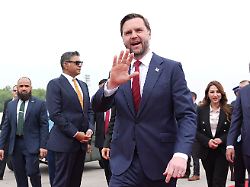 u s vice president jd vance center waves after arriving for talks with iranian officials in islamabad pakistan saturday april 11 2026