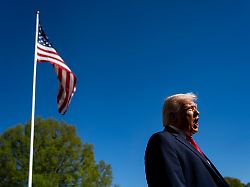 united states president donald j trump speaks to the media before departing the white house in washington dc usa en route to miami florida on saturday april 11 2026