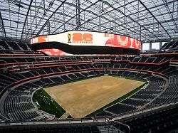 a general view shows sofi stadium in inglewood calif tuesday may 12 2026 during a media event for the upcoming fifa world cup soccer tournament ap photo jae c