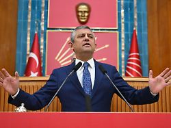 ankara turkiye april 21 leader of the republican people s party chp ozgur ozel speaks during his party s group meeting at the turkish grand national assembly in ankara turkiye on april 21 2026