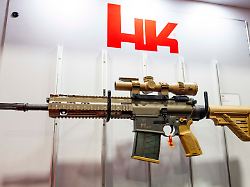 april 29 2026 washington district of columbia usa a heckler koch hk417 rifle at the modern day marine conference at the walter e washington convention center in washington dc