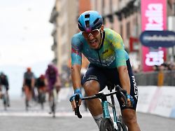 cycling giro d italia stage 6 paestum to napoli italy may 14 2026 xds astana team s davide ballerini celebrates winning stage 6 reuters jennifer lorenzini