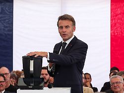 france s president emmanuel speaks during a visit at the vorwerk factory producing thermomix kitchen appliances as part of the choose france days in donnemain saint mames france may 29 2026