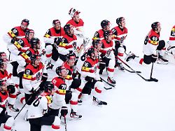 ice hockey iihf world championships group a latvia v austria swiss life arena zurich switzerland may 19 2026 austria players celebrate after the match reuters denis balibouse