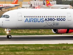 luqa malta december 21 2017 first airbus a350 1041 built doing some test on runway 13 31 in 22 32 knots crosswind including take offs landing and rejected take offs