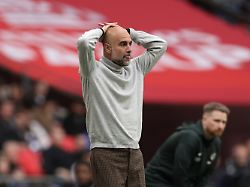 manchester city s head coach pep guardiola reacts during the english fa cup final soccer match between chelsea and manchester city in london saturday may 16 2026