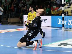 mathias gidsel jubelt nach spielende freude emotion handball cl championsleague champions league herren viertelfinale rueckspiel saison 2025 2026 06 05 2026 fuechse berlin vs