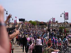 may 8 2026 nessebar bulgaria the pack rides cycles during stage 1 of the giro da a a italia from nessebar to burgas bulgaria friday may 8 2026
