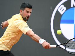 novak djokovic of serbia in action during his men s singles second round match against dino prizmic of croatia not pictured at the italian open tennis tournament in rome italy 08 may 2026