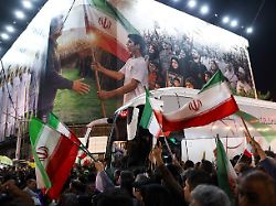people gather at a farewell ceremony for iran s national soccer team ahead of their departure to the 2026 world cup in tehran iran may 13 2026