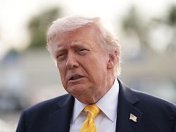 president donald trump talks to reporters before he boards air force one at palm beach international airport in west palm beach fla saturday may 2 2026 en route miami