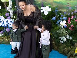 riot rose mayers rihanna and rza athelston mayers attend the arrivals of paramount pictures u s premiere of smurfs at the paramount theater in los angeles ca on july 13 2025