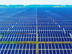 suqian china july 11 aerial view of solar panels at the photovoltaic toprunner base of sihong county on july 11 2021 in suqian jiangsu province of china