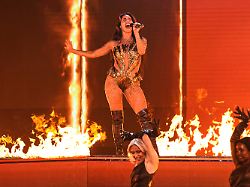 sarah engels from germany performs the song fire during the dress rehearsal for the first semifinal of the 70th eurovision song contest in vienna austria monday may 11 2026