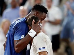 tennis french open roland garros paris france may 25 2026 france s hugo gaston and gael monfils after winning their first round match reuters benoit tessier