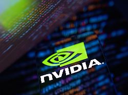 the nvidia logo is displayed on a mobile phone screen in this photo illustration in brussels belgium on february 23 2026