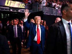trump at ufc 327 miami president donald j trump speaks with ufc ceo dana white backstage at the kaseya center in miami florida before ufc 327 saturday april 11 2026
