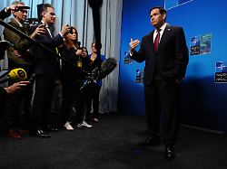 us aussenminister marco rubio tritt nach dem nato aussenministertreffen vor die presse