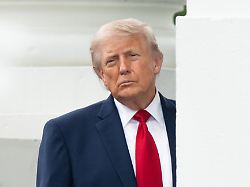 united states president donald j trump inspects the columns of the north portico of the white house in washington dc on monday may 25 2025