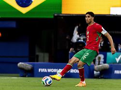 achraf hakimi of marocco seen in action during fifa world cup 2026 football match between brazil and marocco at meadowlands stadium east rutherford final score brazil 1 1 marocco
