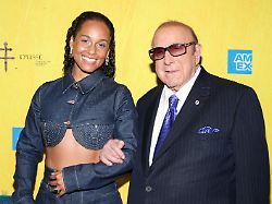alicia keys left and clive davis attend the hell s kitchen broadway musical opening night performance at the shubert theatre on saturday april 20 2024 in new york