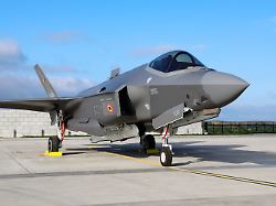 an f 35a lightning ii sits on the runway on the occasion of the first f 35 fighter jets arriving at the florennes airbase in florennes belgium monday oct