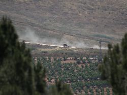 an israeli military vehicle on a road in southern lebanon near the israel lebanon border as seen from northern israel june 2 2026