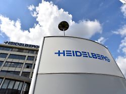 aussenaufnahme des druckmaschinenhersteller heidelberger druck am standort wiesloch walldorf mit dem logo heidelberg