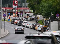 cars line up at a lukoil gas station in moscow monday june 29 2026