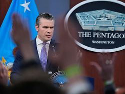 defense secretary pete hegseth speaks to members of the media during a press briefing at the pentagon in washington tuesday march 31 2026