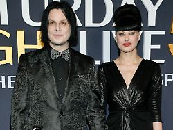 jack white left and olivia jean attend the snl50 the anniversary special at rockefeller plaza on sunday feb 16 2025 in new york