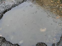 large puddles of rain water during the heavy showers