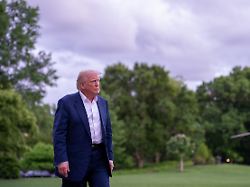 may 4 2025 washington district of columbia usa president donald trump arrives at the white house and takes a number of questions from the white house press corps on may 4 2025