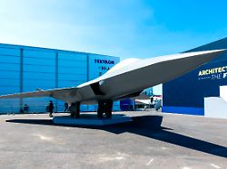 mock up of the ngf future combat air system fcas from dassault aviation airbus and indra sistemas on display at the paris air show