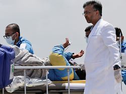 paramedics transport dawa sherpa who was missing for several days in the everest region from the helipad at hams hospital in kathmandu nepal june 4 2026