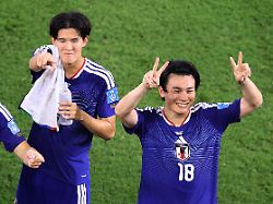 soccer football fifa world cup 2026 group f tunisia v japan estadio monterrey monterrey mexico june 21 2026 japan s ayase ueda and keisuke goto celebrate after the match reuters raquel cunha